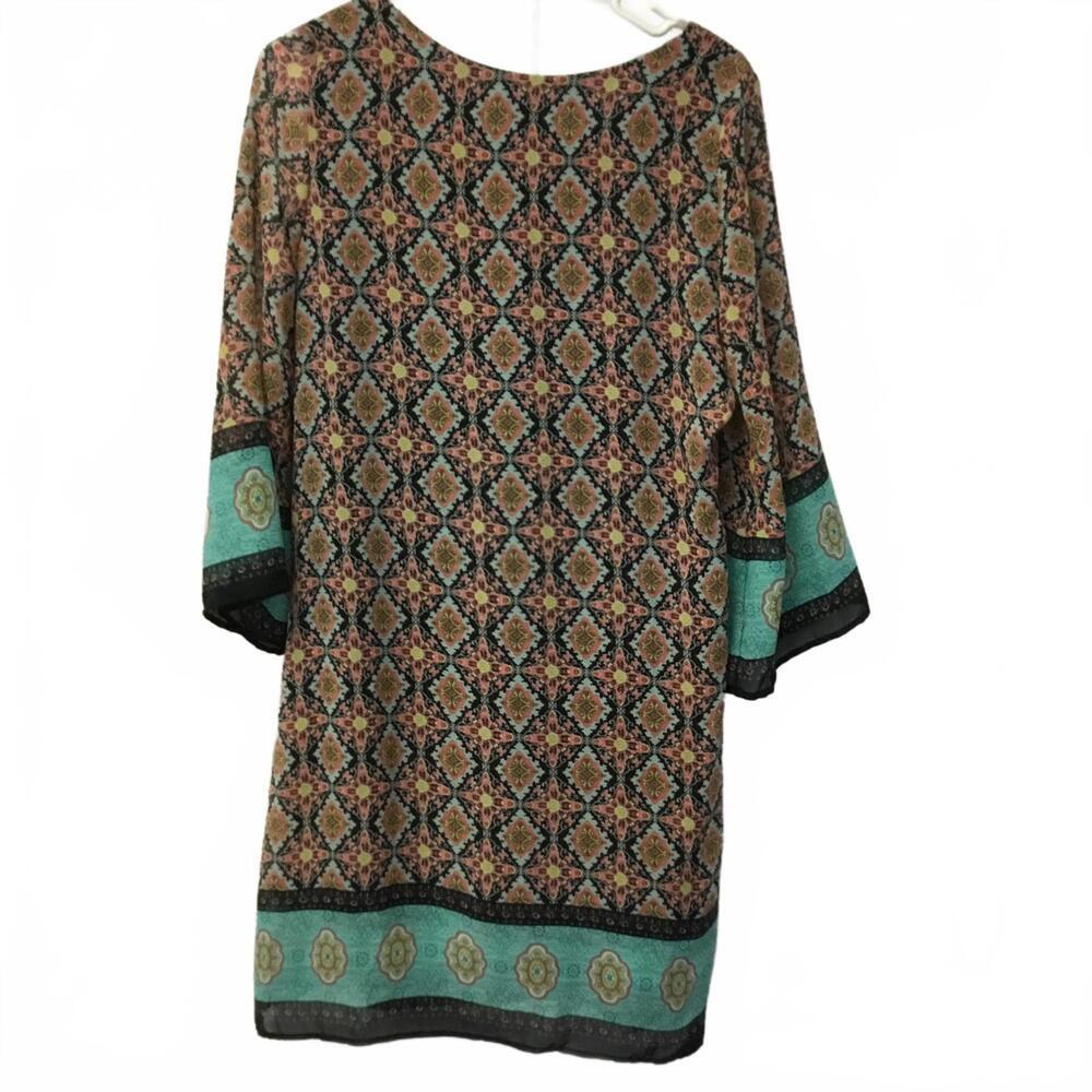 Stylish Bohemian Printed Shift Dress - Medium